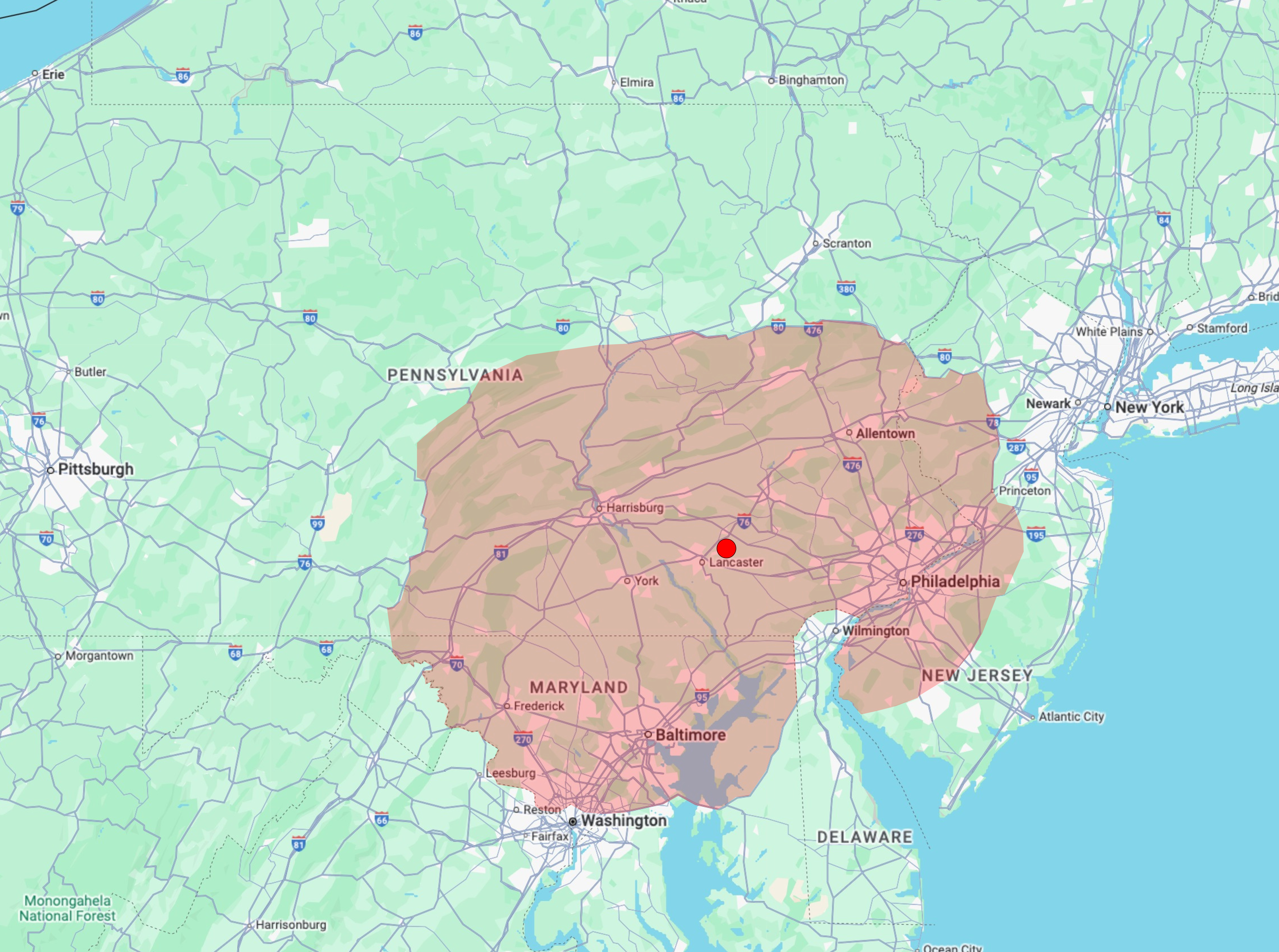 extreme pole buildings service area map