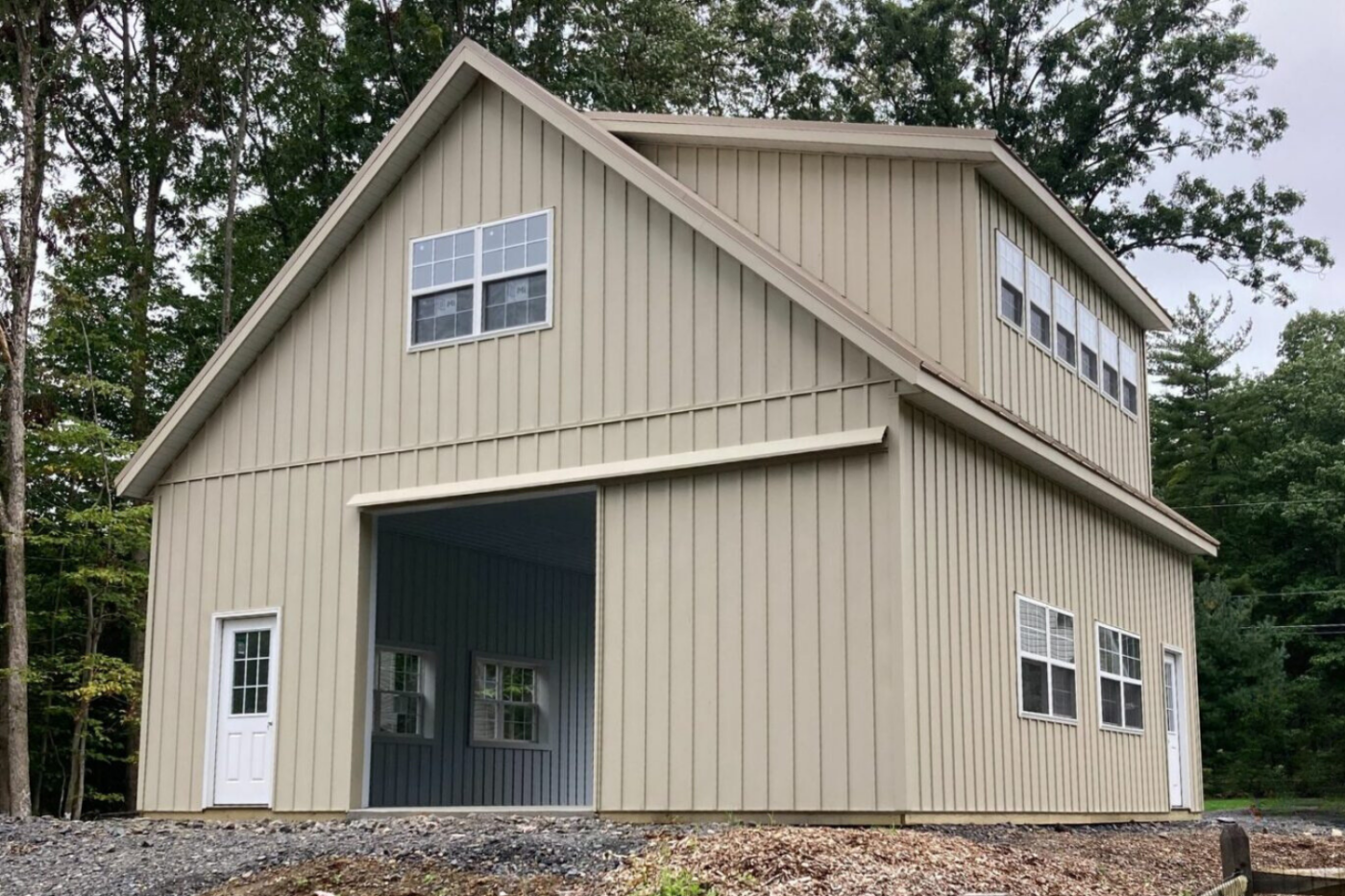 30x33 Pole Barn Garage in Stroudsburg PA with Shed Dormer