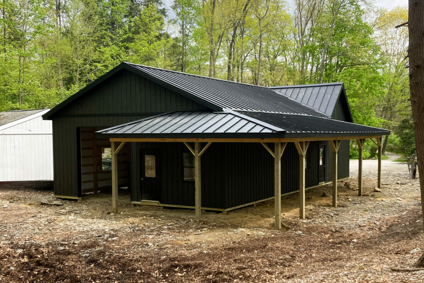 30x50 pole barn garage in newton nj with awning