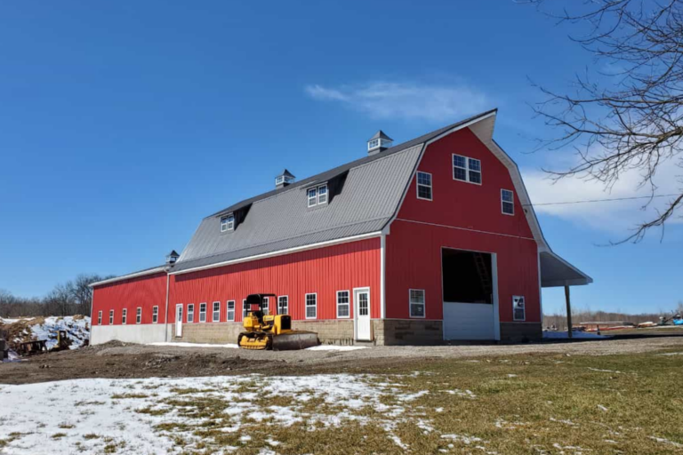 Red agricultural pole barn in Downingtown, PA
