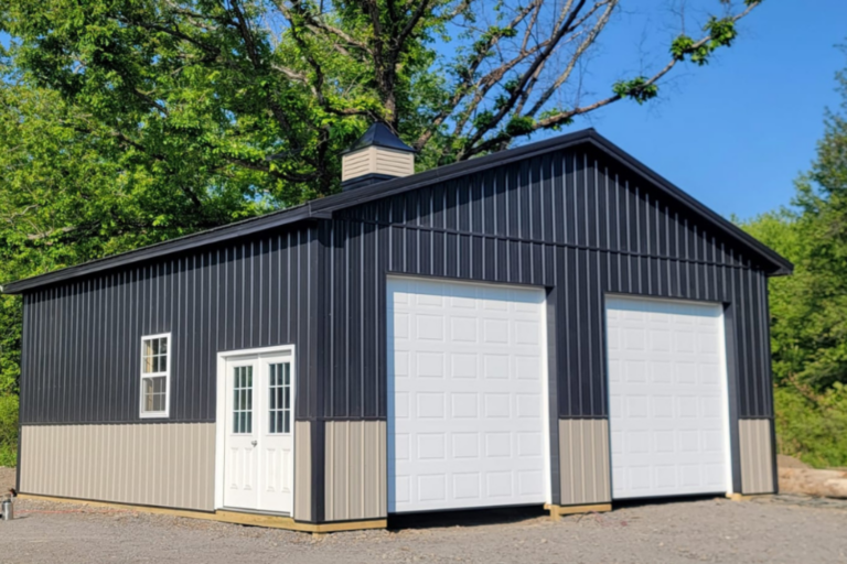multicolored pole barn garage in effort pa