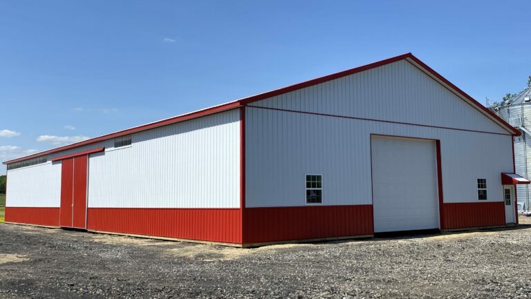 white pole barn